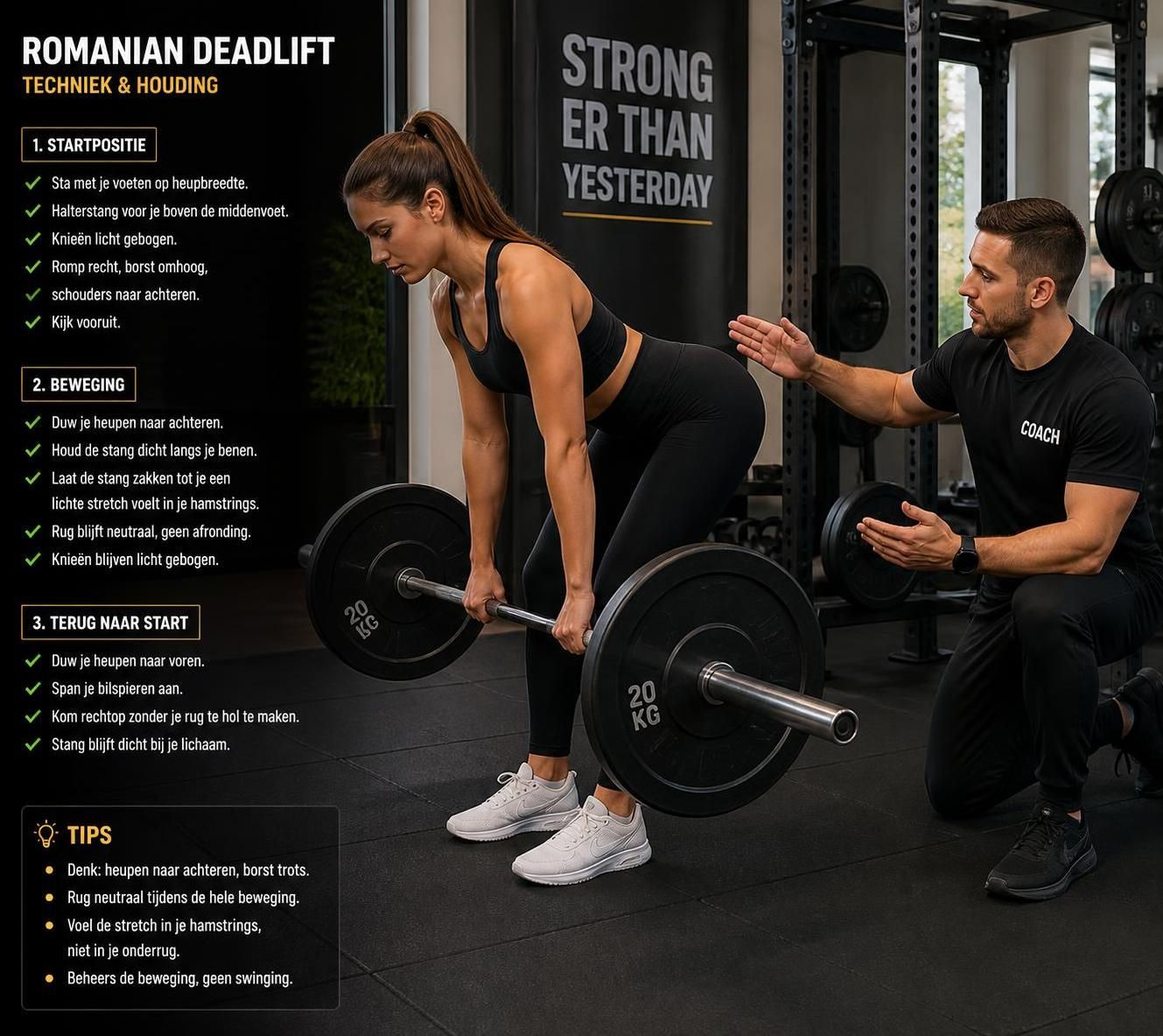 leer effectief de romanian deadlift uit te voeren voor optimale krachtontwikkeling en verbeter je trainingsresultaten met de juiste techniek.