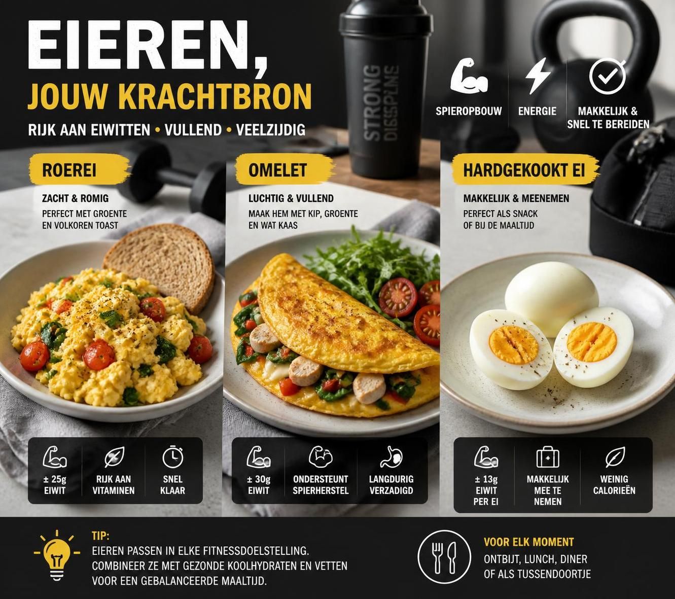 ontdek hoeveel eiwitten een ei bevat, met uitleg en verschillende variaties voor een gezond dieet.
