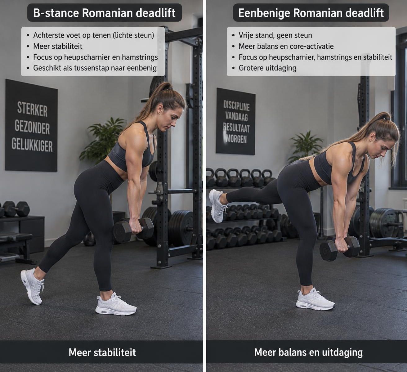 ontdek hoe je de single-leg romanian deadlift correct uitvoert. leer de juiste techniek, verbeter je balans en train je hamstrings en bilspieren.